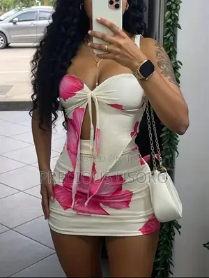 Stylish Women’s Pink Cream Bodycon Mini Dress