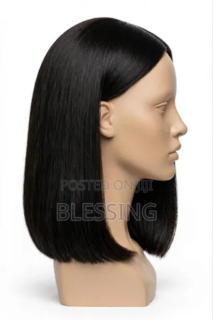 10 Inches Bone Straight Bob Wig - 100% Human Hair - Black