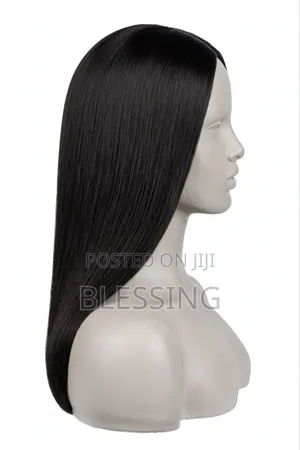 14 Inches Bone Straight Human Hair Wig - Black - 180 Density