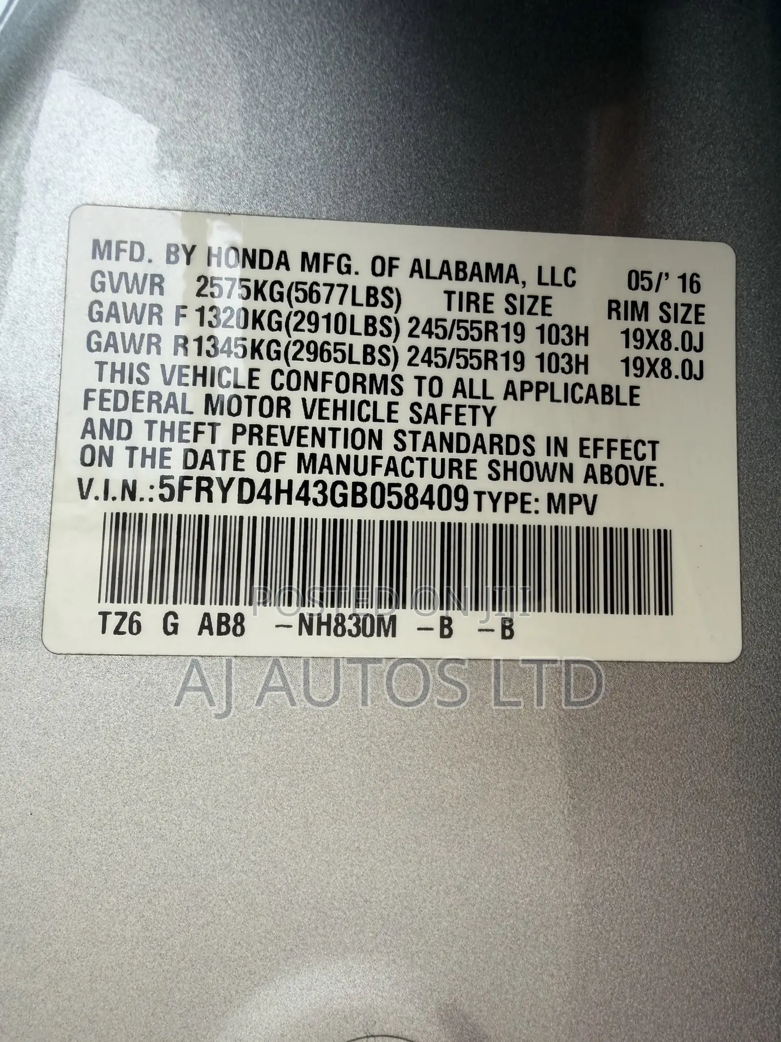 Acura MDX 2016 Gray