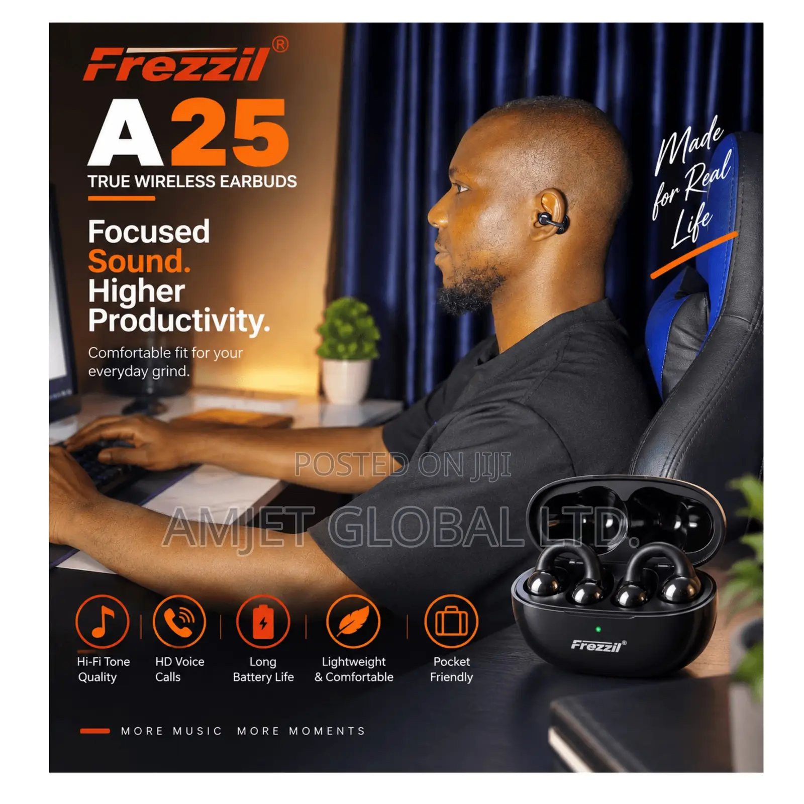 Frezzil A25 Clips-on Earbuds