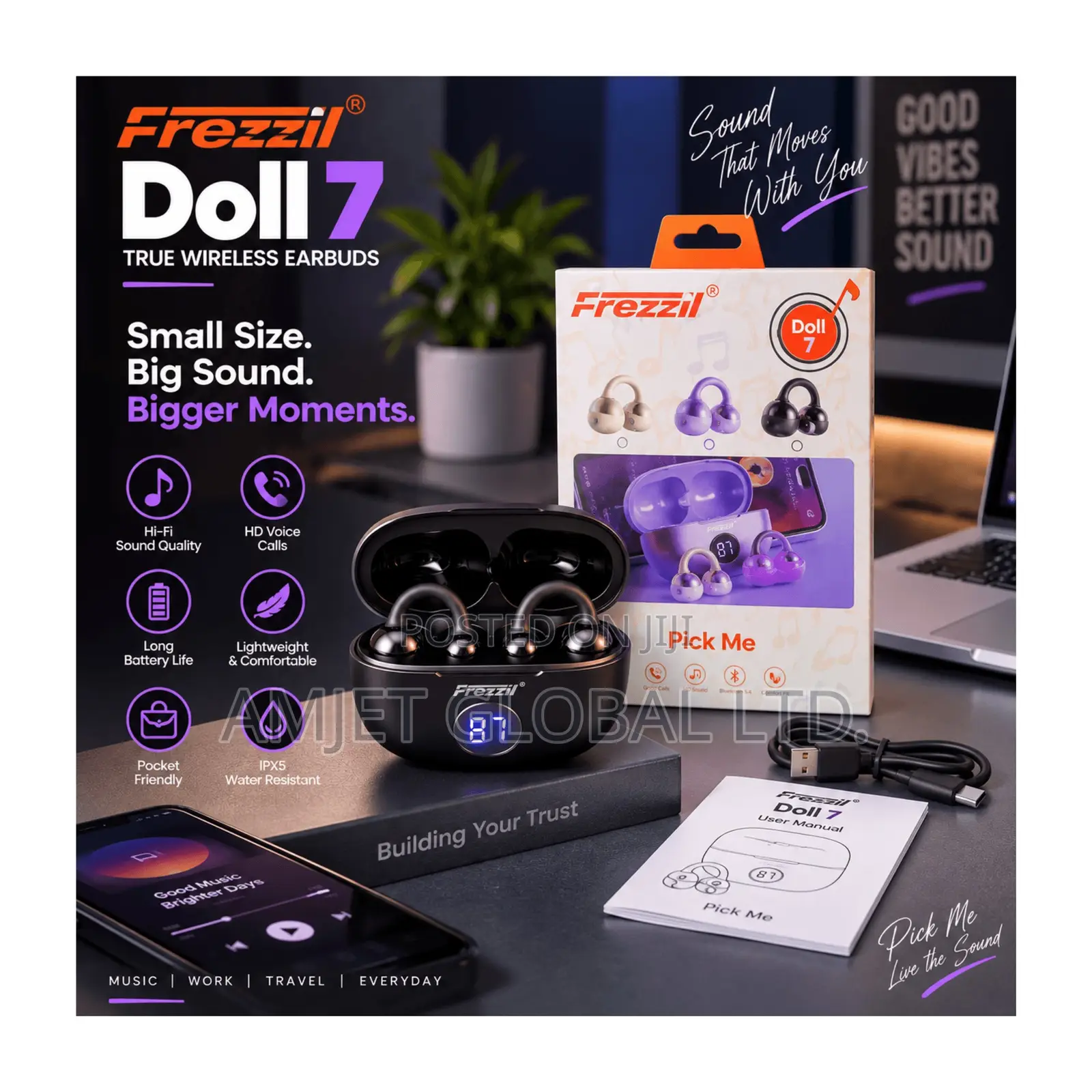 Frezzil Doll 7 Clips-on Earbuds