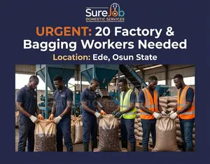 Urgent: 20 Factory Bagging Workers Needed