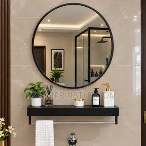 Black Round Mirror With Shelves