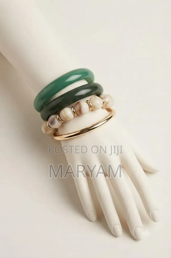 Marble-Effect Acrylic Bangle Stack Set