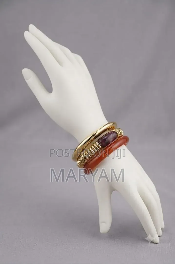 Marble-Effect Acrylic Bangle Stack Set