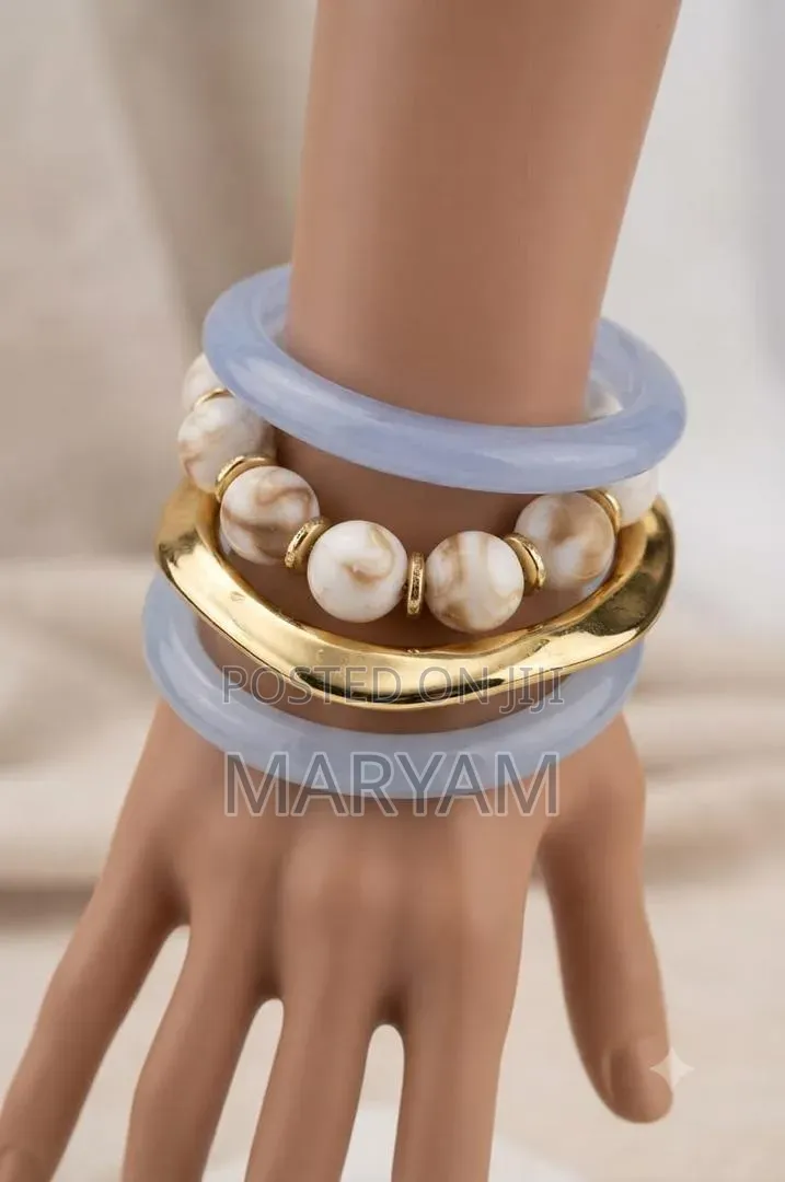 Marble-Effect Acrylic Bangle Stack Set