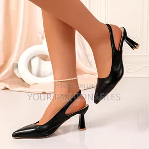 Black Pointed Toe Slip on Heels ( Size UK 7)