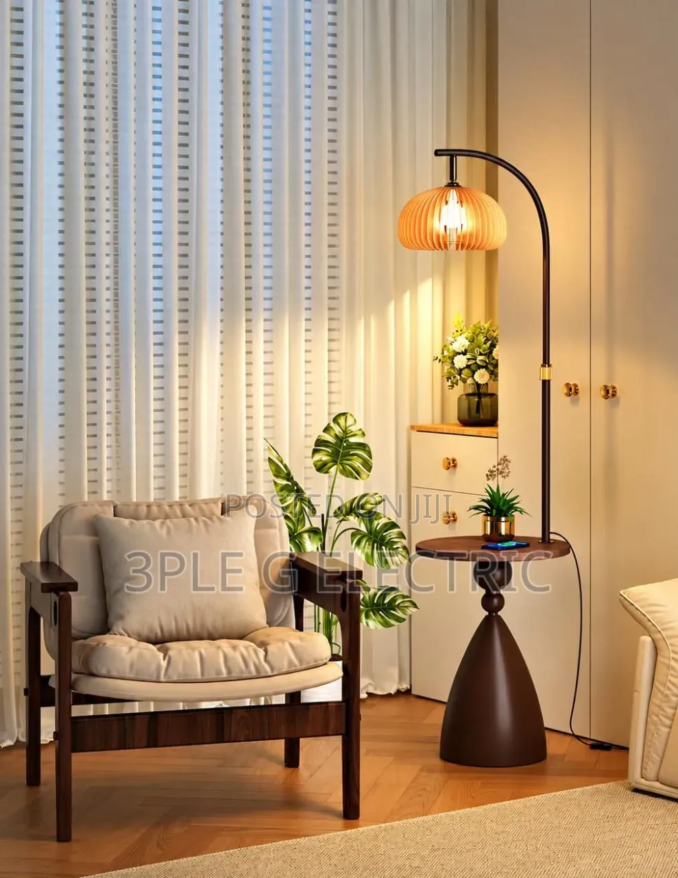 Futuristic Floor Lamp With Wireless Charging + USB 
