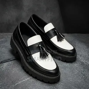 Black/White Premium Leather Shoes