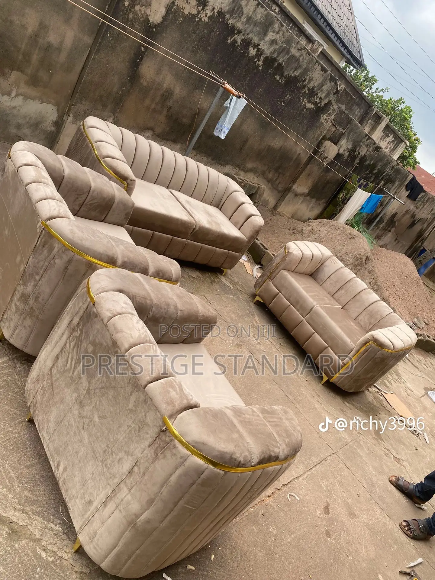 A Standard 7 Seater Sofa, Made With Quality Leather