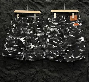 Designer Brushstroke Camo Denim Shorts