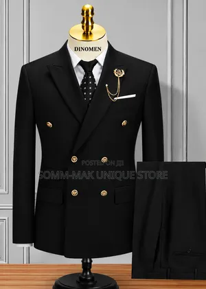 Men Fashion Double Breasted Shit 2pcs Set