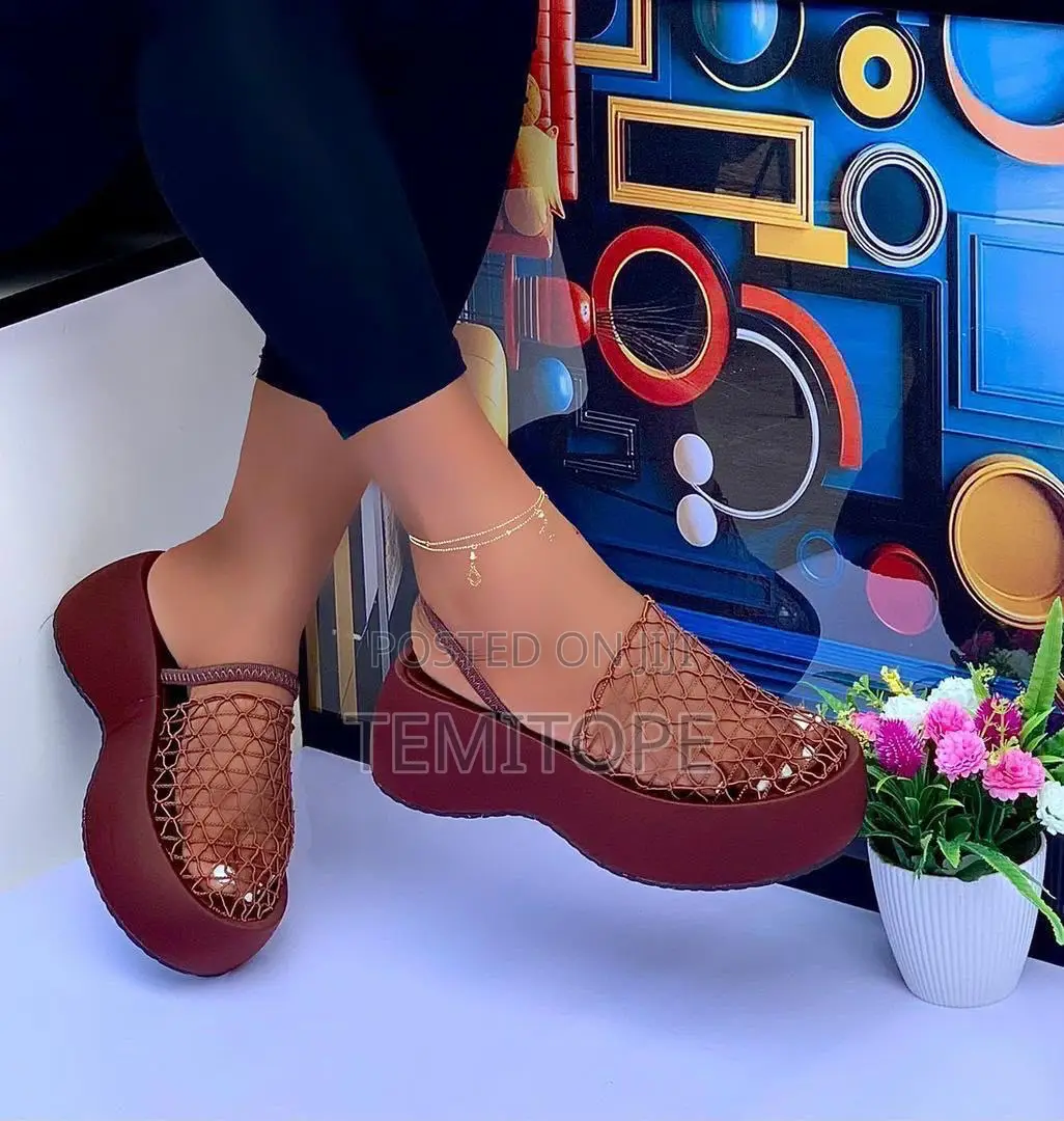 Unique Ladies Mid Heel Wedge Slippers