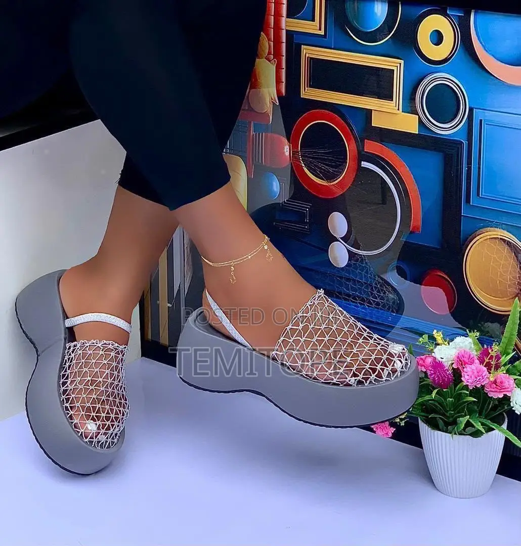 Unique Ladies Mid Heel Wedge Slippers
