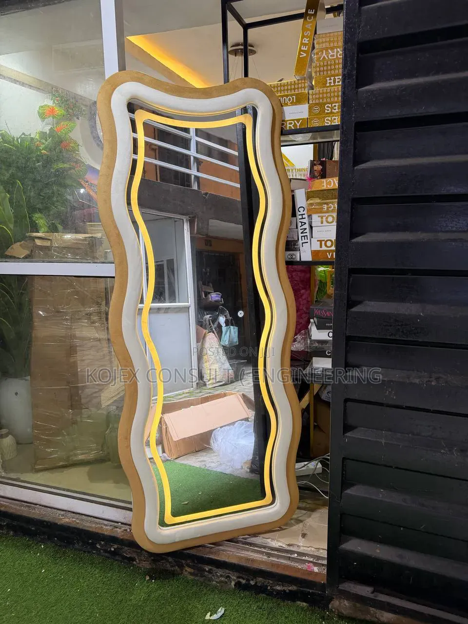 European Style Floor Mirror With Led 
Suede + Quality Mirror
