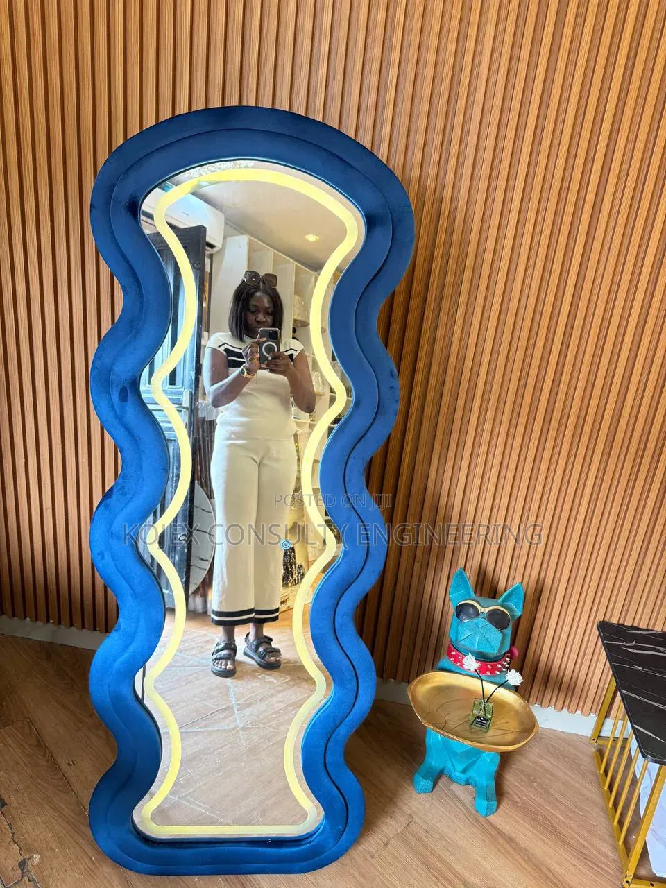 European Style Floor Mirror With Led 
Suede + Quality Mirror