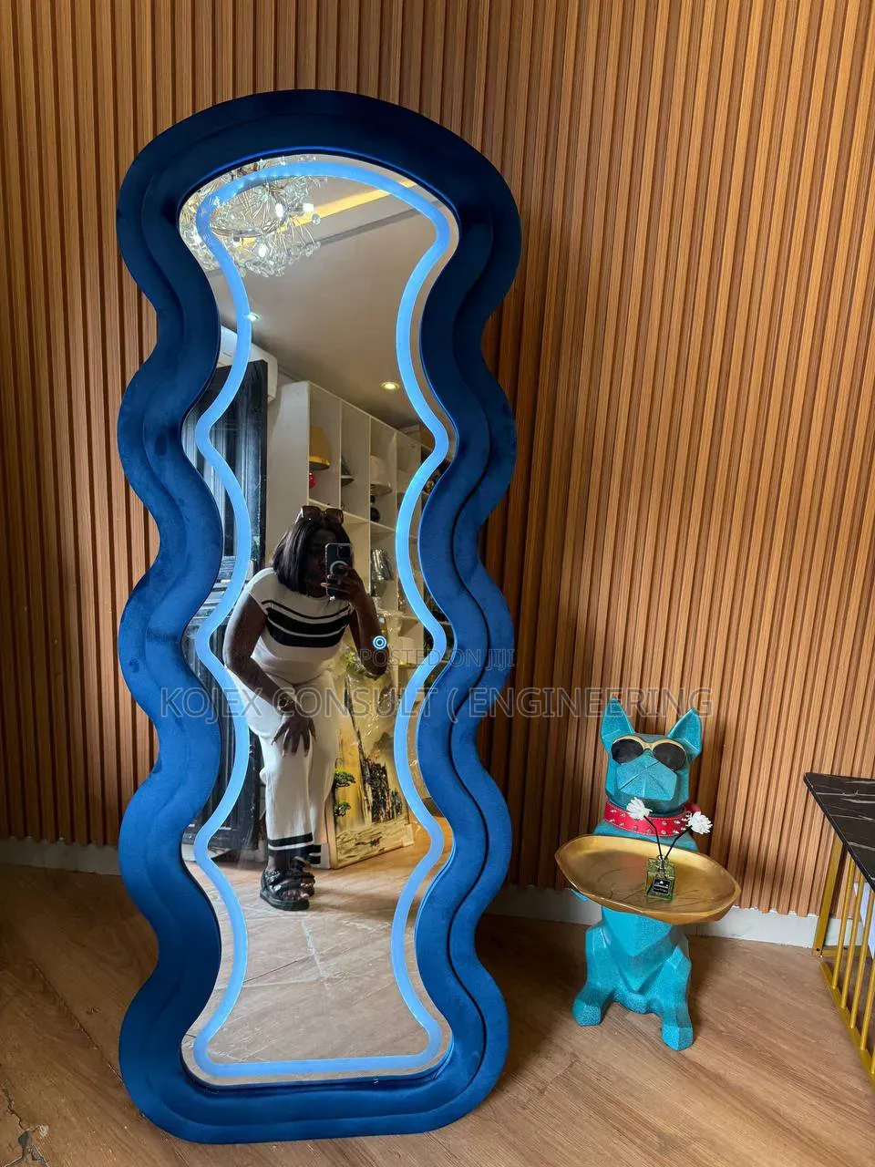 European Style Floor Mirror With Led 
Suede + Quality Mirror