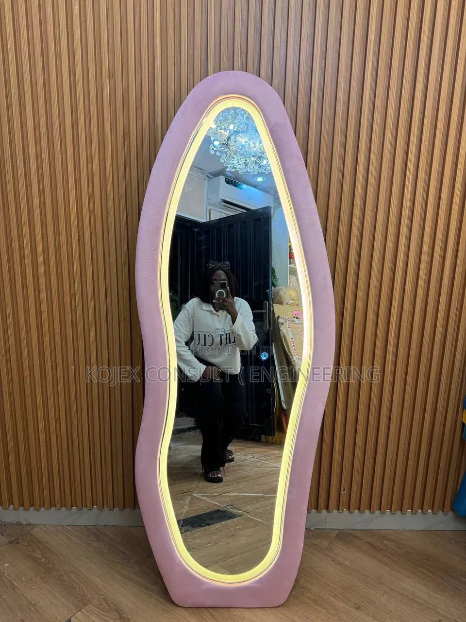 European Style Floor Mirror With Led 
Suede + Quality Mirror