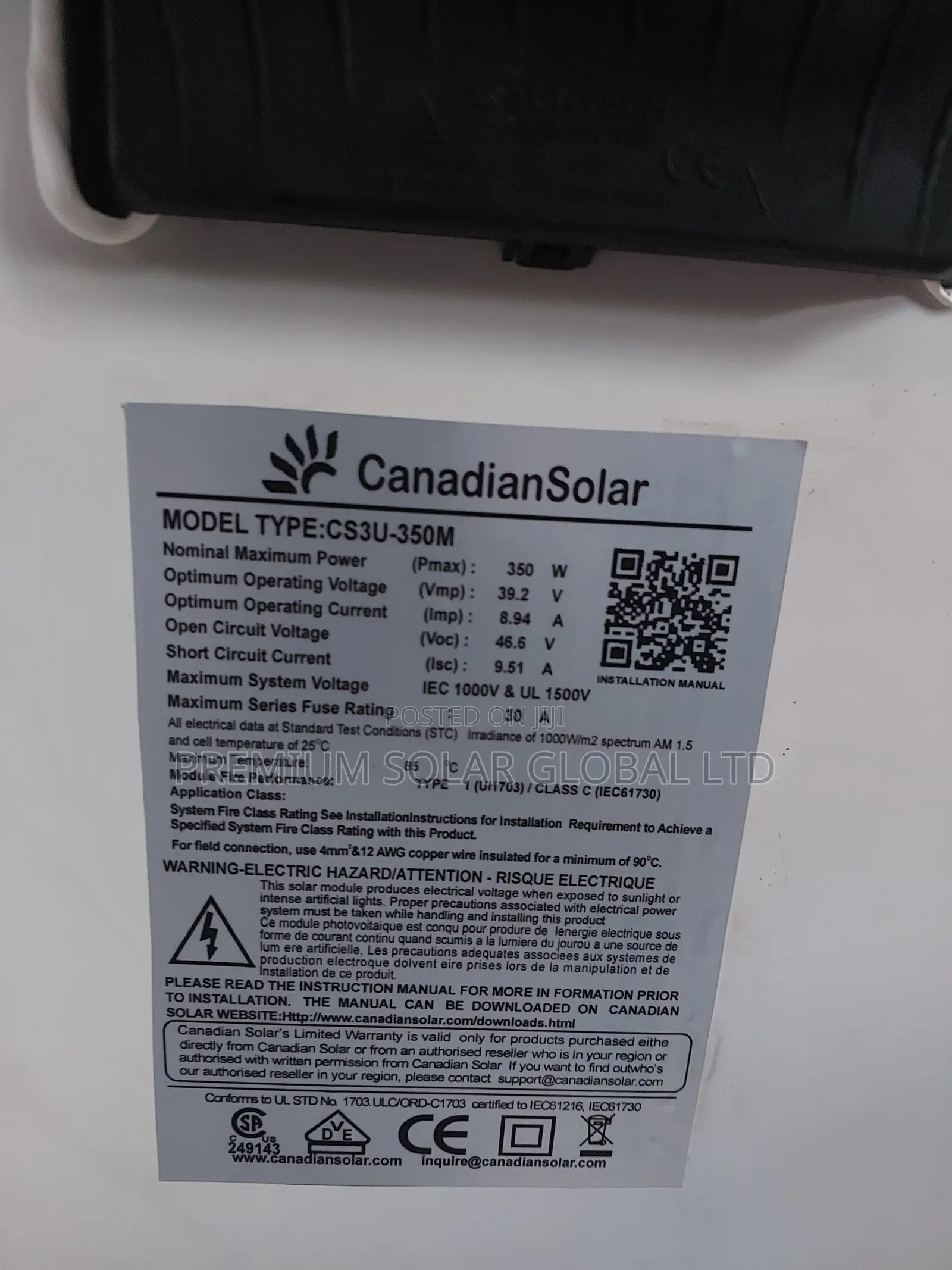 350W Canadian Solar Panel