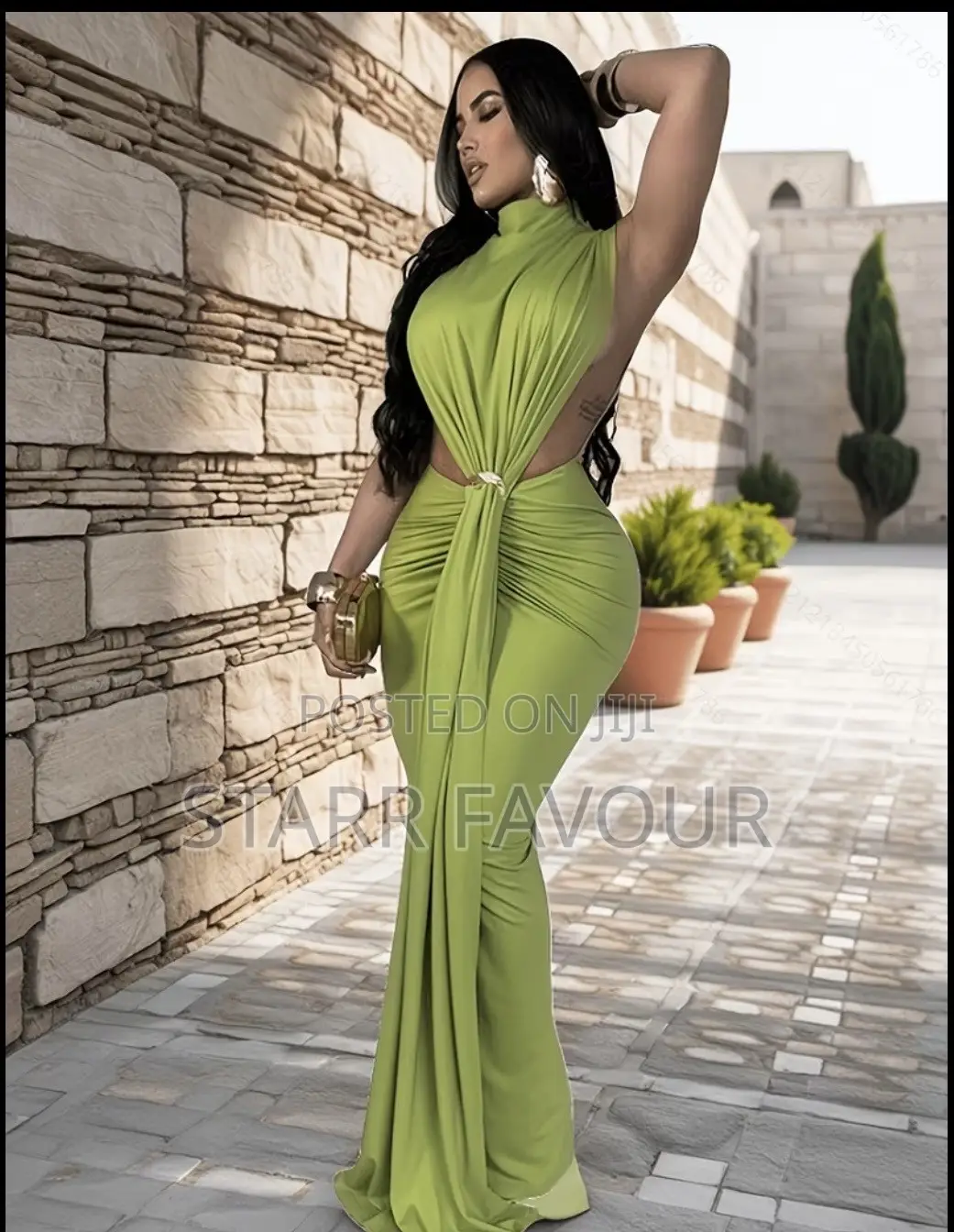 Ruched Waist Side Slit Sleeveless Dress