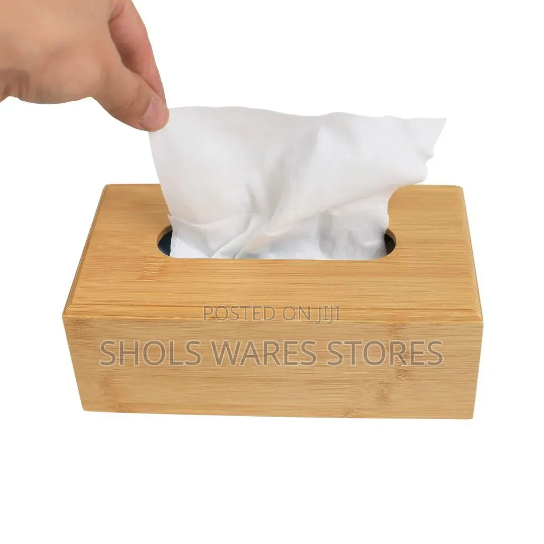 Premium Bamboo Rectangular Tissue Box Cover Holder