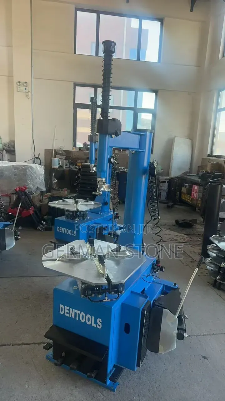 Shows a Dentools Automatic Tyre Changer