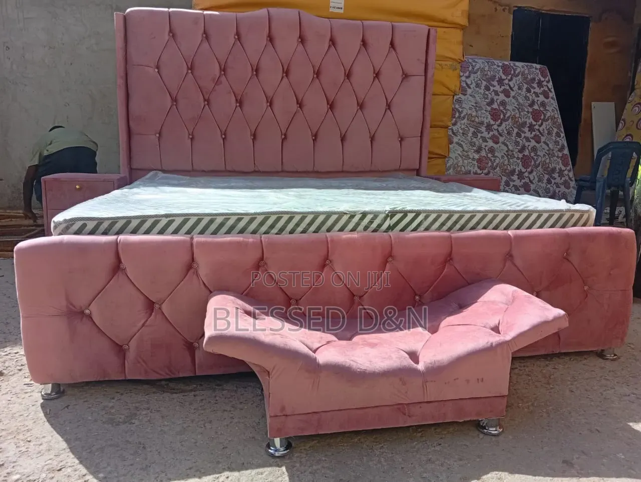 6/6 Quality Baby Pink Upholstery Padded Bed Frame