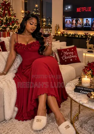 Emerald Elegance Ruffled Lounge Gown