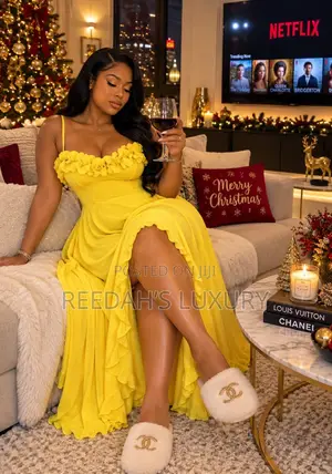 Emerald Elegance Ruffled Lounge Gown