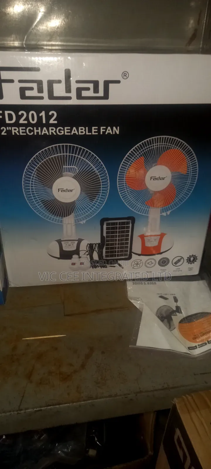 Fadar Rechargeable Table Fan With Panel