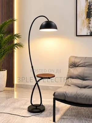 Black Floor Lamp With Table