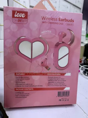 : Love 01 Heart-Shaped Wireless Bluetooth Earbuds With Charging Case