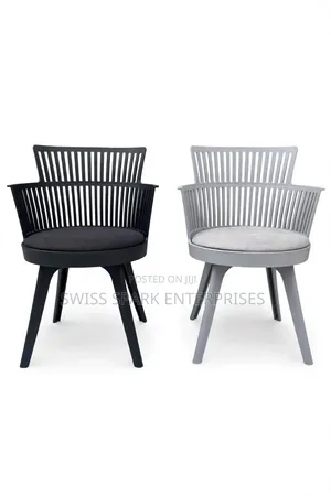 Modern Bucket / Slat Chairs (Black Grey) - With Cushion