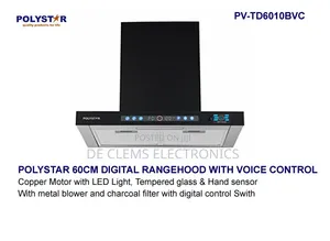 Polystar 60cm T Shape Kitchen Extractor Hood With Voice Command