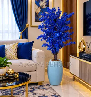 Blue Cherry Blossom Flowers and Blue Vase