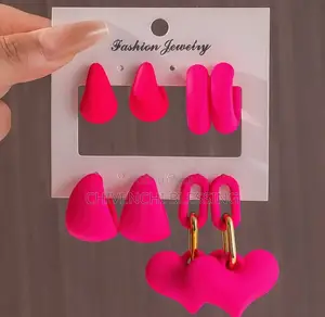 8pcs Cute Pink Matte Paint Earring