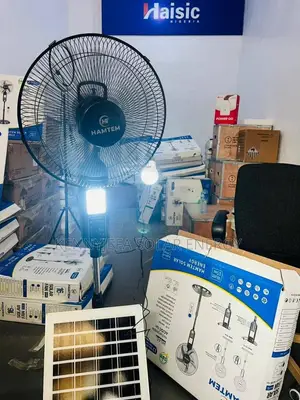Solar Standing Fan With It Panel and Bulbs Is Available