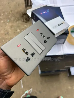 Luxury Gray Double Universal Wall Socket With LED Indicator – 13A