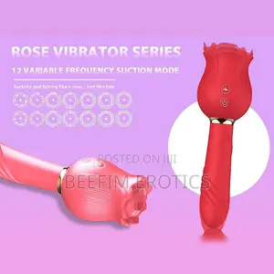 Rose Tongue Licking Telescopic Vibrator G-Spot Dildo Hollow Sucker