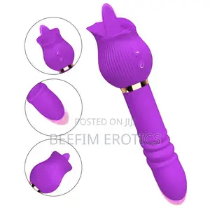 Rose Tongue Licking Telescopic Vibrator G-Spot Dildo True Tongue Vibra