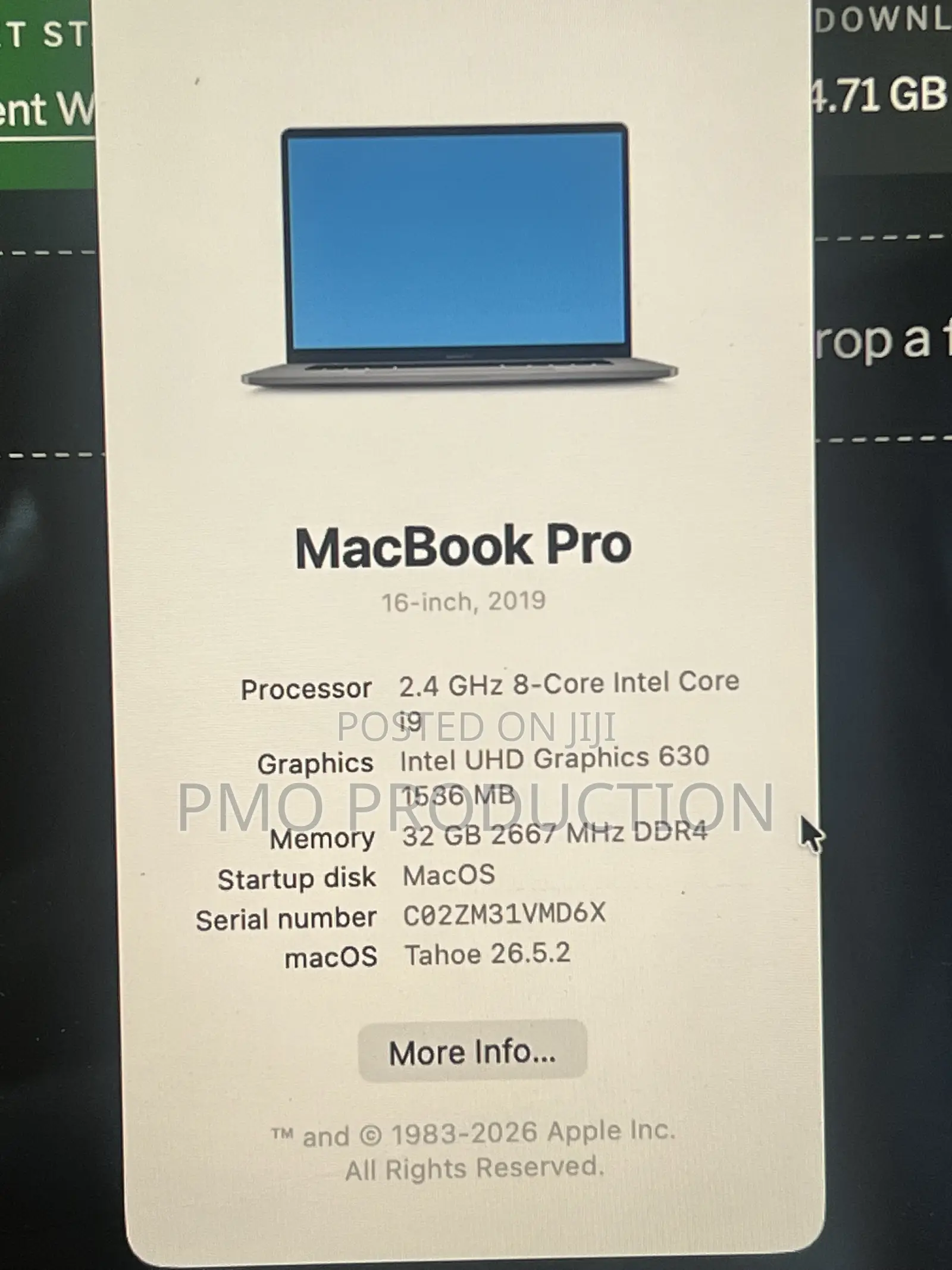Laptop Apple MacBook Pro 2019 32GB Intel Core i9 SSD 2T