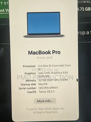 Laptop Apple MacBook Pro 2019 32GB Intel Core i9 SSD 2T