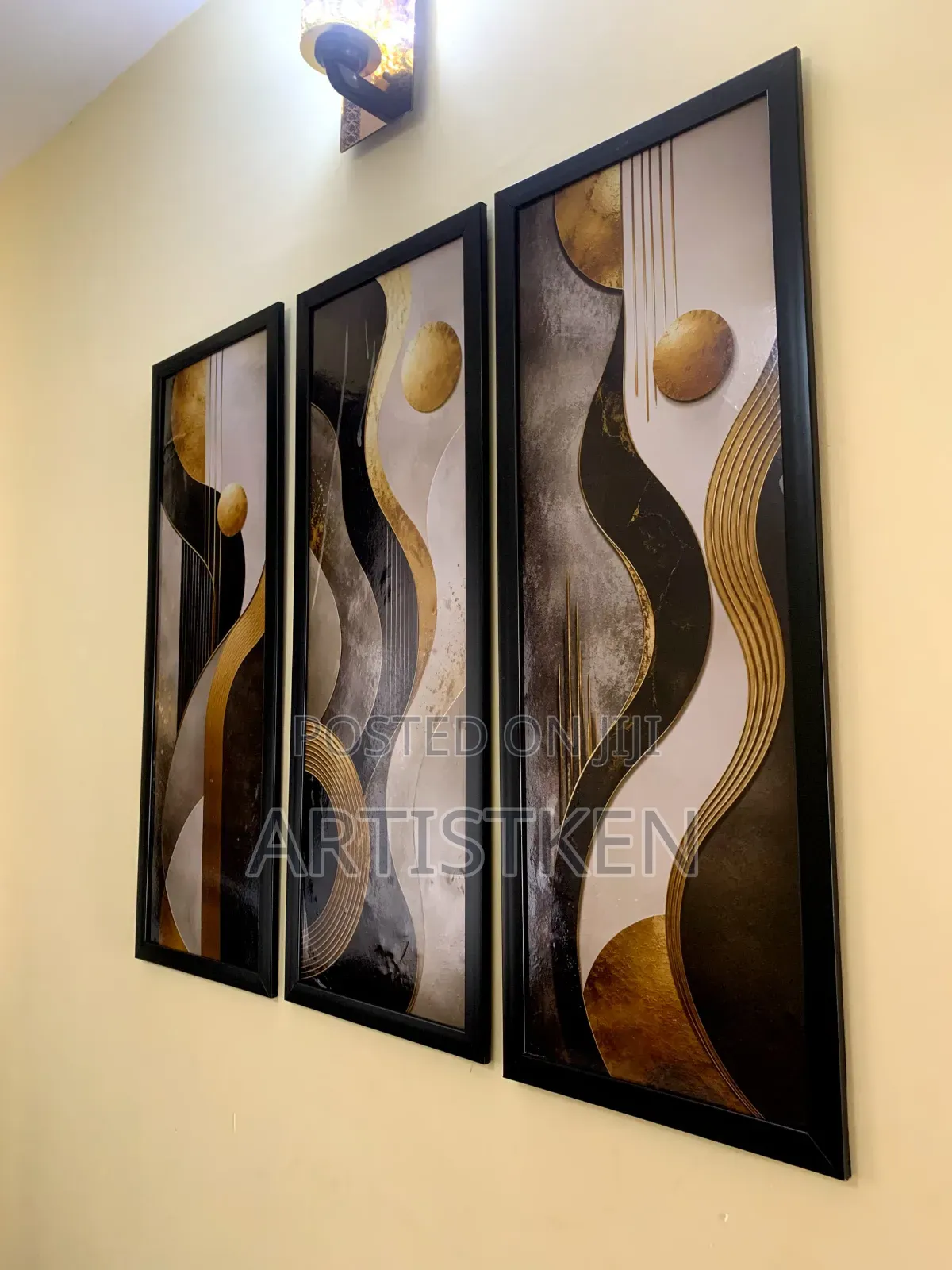 3in1 Gold and Black Modern Abstract Frames