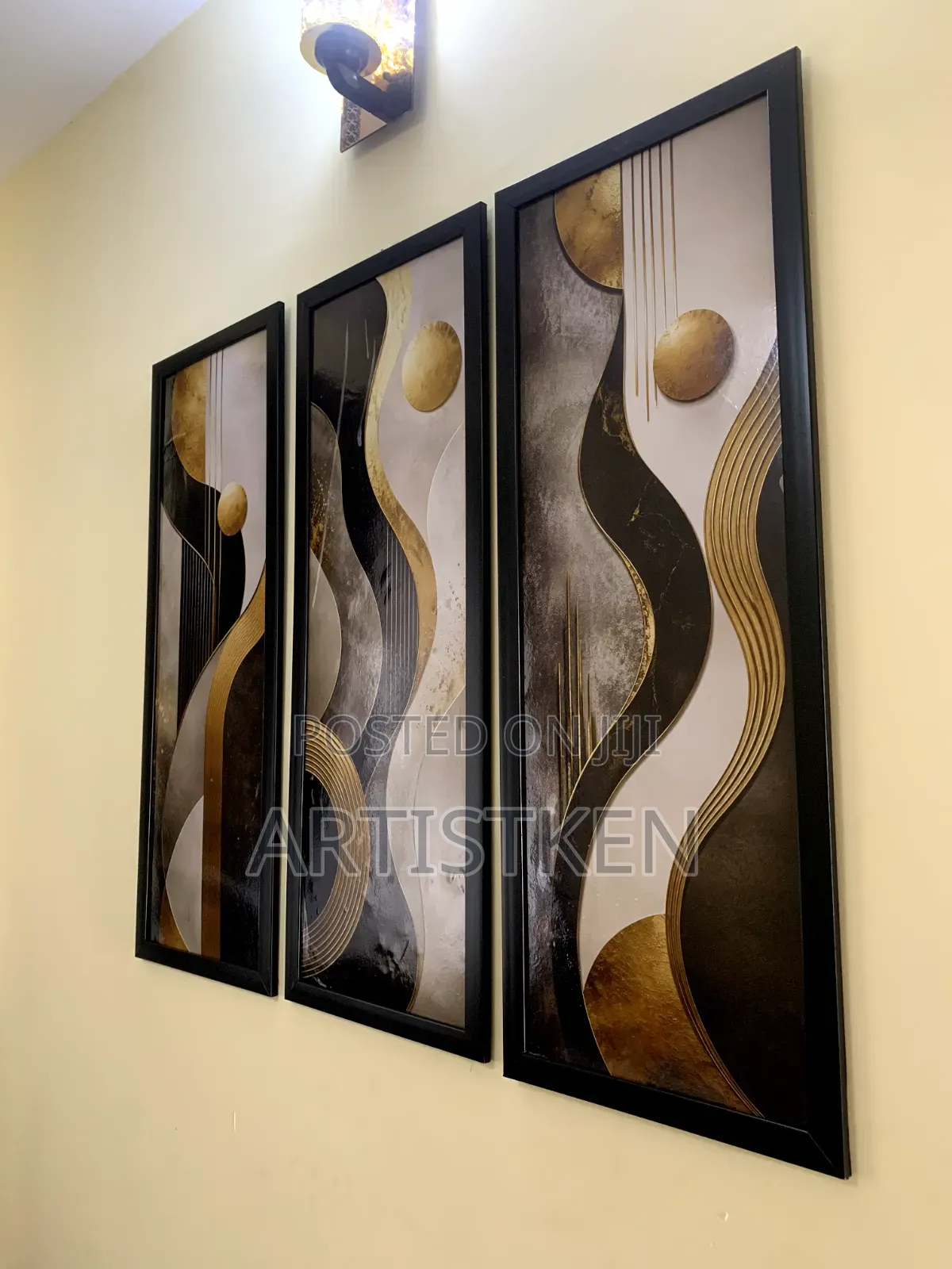 3in1 Gold and Black Modern Abstract Frames