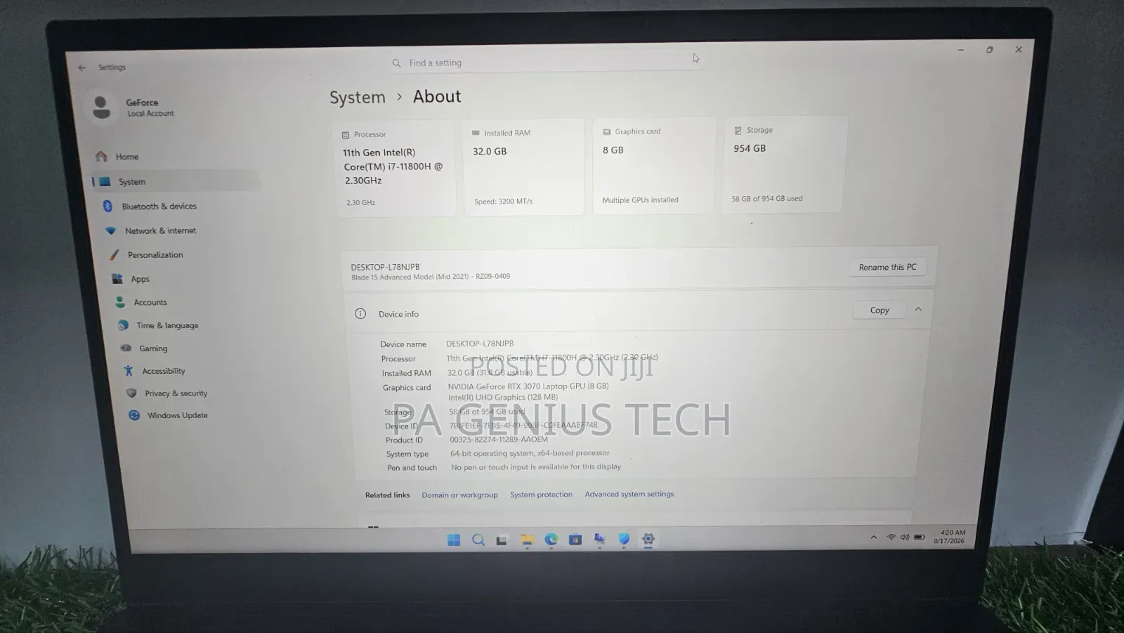 Laptop Razer Blade Advanced 32GB Intel Core i7 SSD 1T