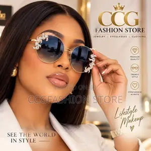 New Frameless Trim Diamond Sunglasses Fashion Round Rhinestones