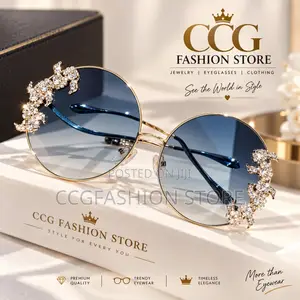 New Frameless Trim Diamond Sunglasses Fashion Round Rhinestones