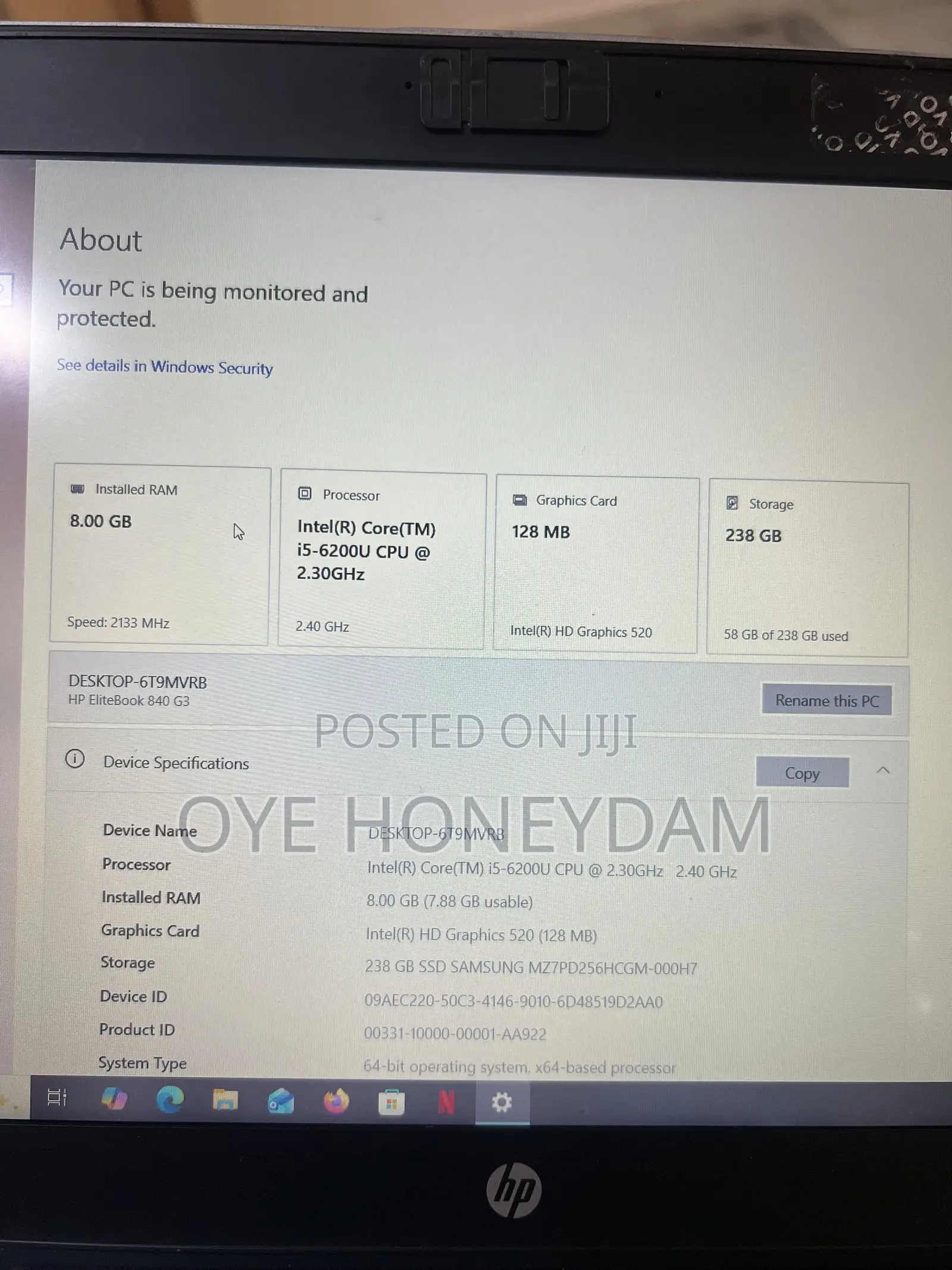 Laptop HP EliteBook 840 G3 8GB Intel Core i5 SSD 256GB