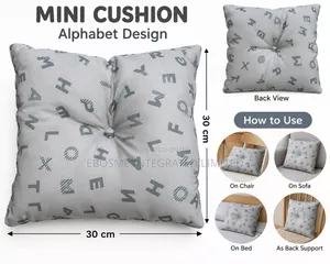 Mini Alphabet Decorative Cushion 30 × 30cm – Grey